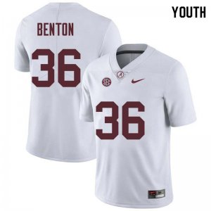NCAA Youth Alabama Crimson Tide #36 Markail Benton Stitched College Nike Authentic White Football Jersey UA17G70WW